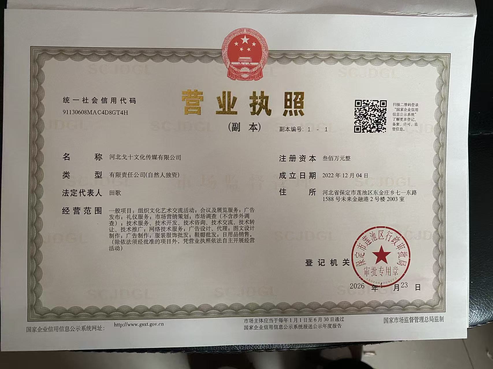 河北戈十文化传媒有限公司